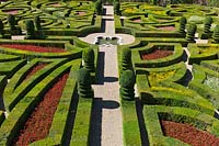 Ornamental Garden with clipped Buxus sempervirens and Taxus at Chateau de Villandry, Loire Valley, France