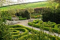 The formal Knot Garden at Summerdale Garden, Cumbria, UK.
