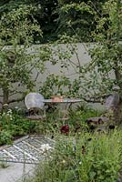 The Style and Design Garden, designed by Ula Maria, sponsored by London Mosaic CED Garden Brocante Online, RHS Hampton Court Palace Garden Show, 2018. 
