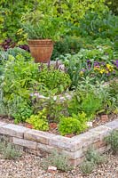 Finished tiered brick herb garden. 