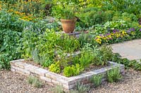 Finished tiered brick herb garden.