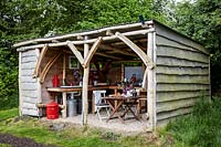 Rustic timber kitchen hut.