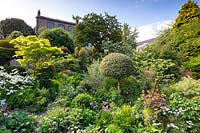 View of the garden at Millgate House, North Yorkshire, UK
