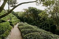View from Jardin d Amont over Jardin d Aval and Jardin Zen. Les Jardins d Etretat, Normandy, France