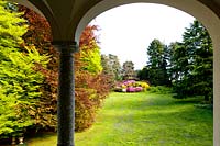 View through arch with Azalea, limes, beeches and alders