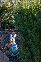 Children's character, Peter Rabbit, in vegetable garden