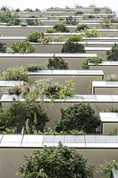 Bosco Verticale - Vertical forest. Residential towers planted with trees and shrubs.
