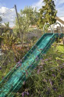 Colourful slide in children's play area 