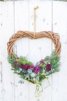 Heart wreath hanging on a wall