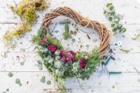 Wreath lying on a wooden surface