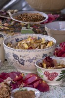 Step by step of making pot pourri, finished bowl of pot pourri