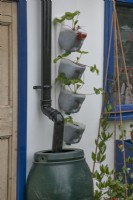 Vertical planters for strawberries in the Small Space - Big Ideas show garden at BBC Gardener's World Live 2022