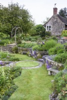 Terraced country garden in May.