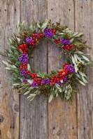 Wreath made of rowan and Callicarpa berries, common juniper and olive.