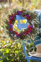 Wreath made of rowan and Callicarpa berries, common juniper and olive.