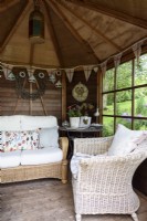 Interior of summerhouse in July