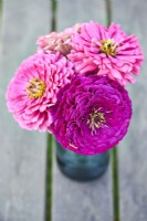 Zinnia Art Deco mixed small posy of flowers in a vase