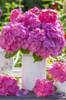 Floral  bouquet with pink hydrangea.