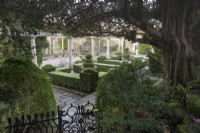 View of the parterre at Iford Manor in January