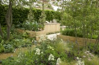 RHS Chelsea Flower Show 2023 - Raised beds in the London Square Community Garden designed by James Smith