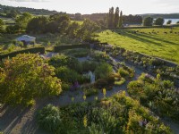Aerial view of the dry garden  at Holt Farm Organic Garden