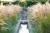 Grass garden with water basin, Molinia varia 