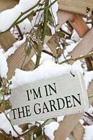 Still life with garden sign 