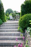 Stairs in the hillside garden 