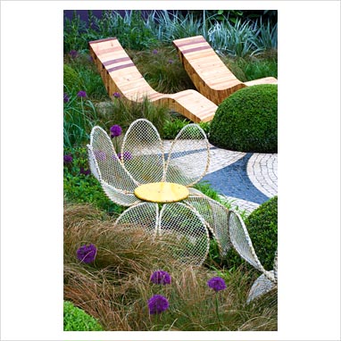 Photos - Garden & Plant Picture Library - Funky metal 'petal' chairs 