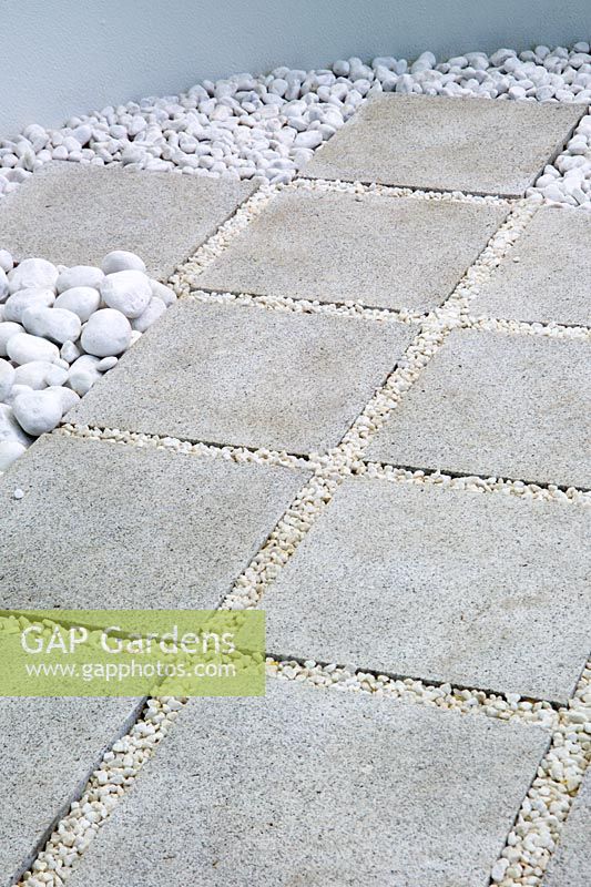 Paving with white pebbles in the 'Footballs Coming Home' at Chelsea FS 2005