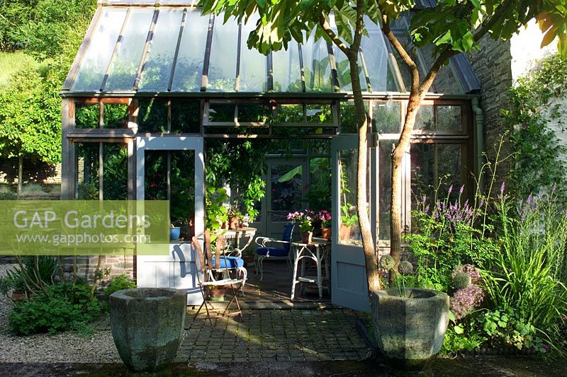Sunny conservatory at Lower House, Powys in Wales
