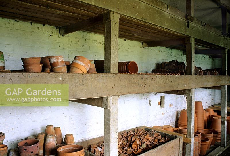 Old terracotta pot store at Audley End House, Saffron Waldon, Essex  