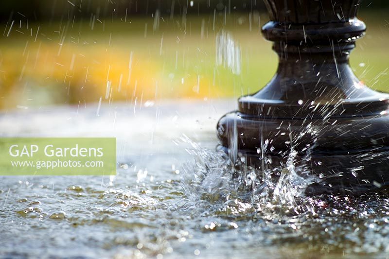 Water splashing in fountain at Hestercombe Gardens in Somerset