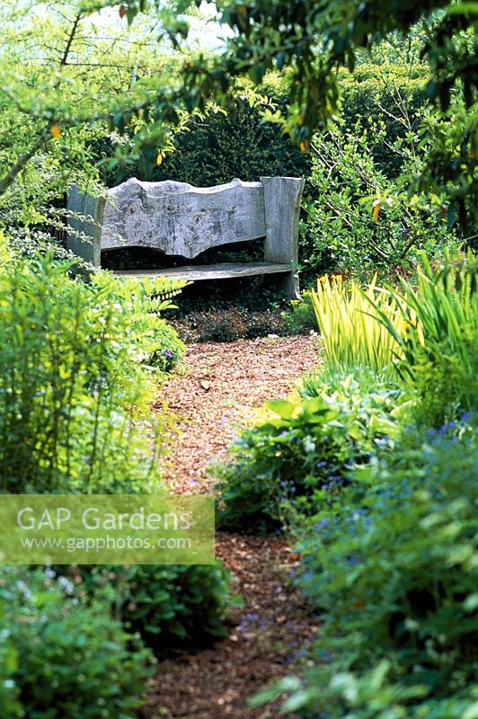 Rustic wooden bench at Manor Farm in Somerset