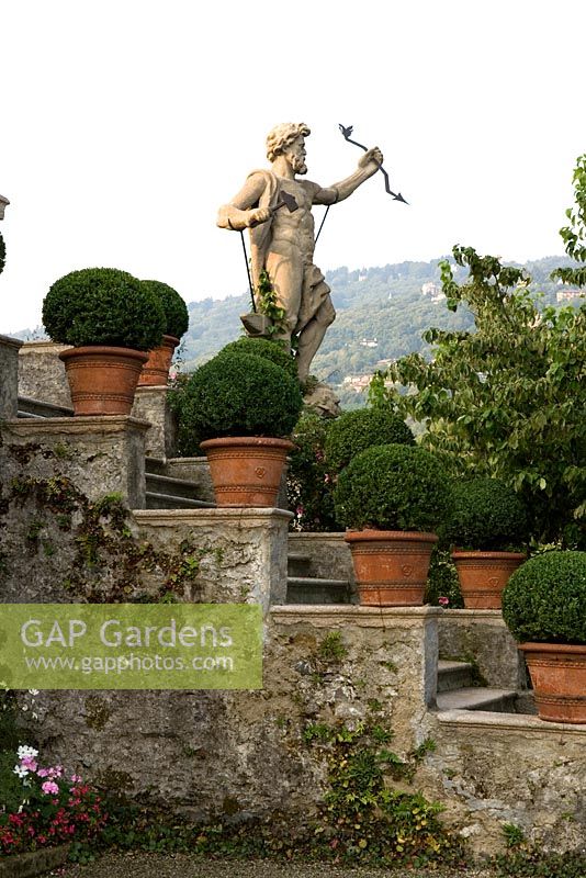 Formal gardens at Isola Bella, Lake Maggiore, Piedmont, Italy - One of the Borromean Islands famous for beautiful scenic views