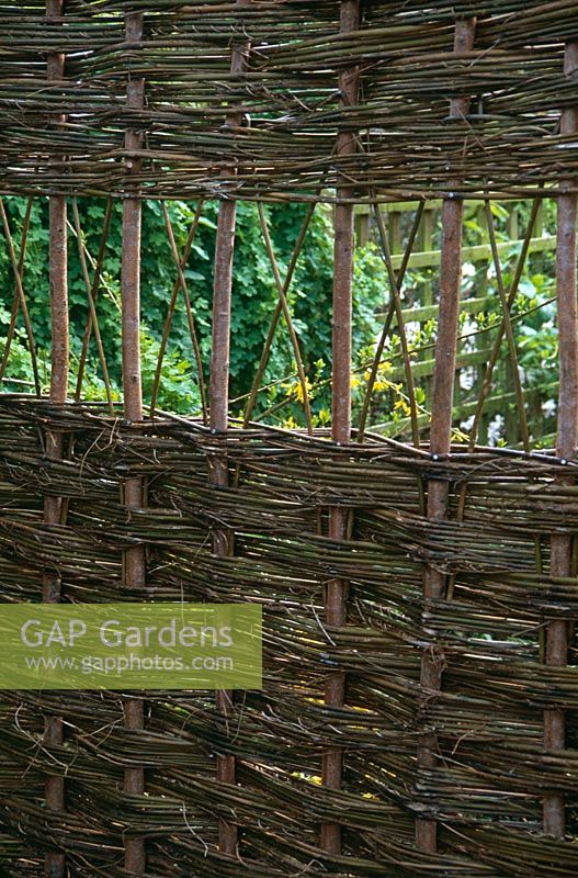 Woven willow hurdle - 'East Lambrook screen' fence