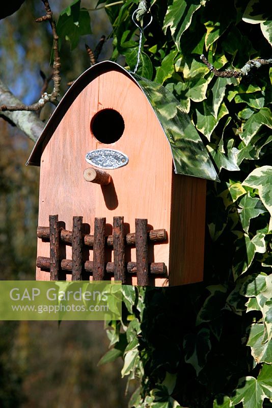 Ornamental bird nesting box