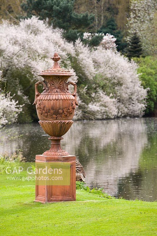 Terracotta urn by the canal