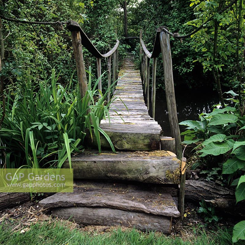 Rustic Timber bridge at the Old Rectory in Pangbourne.