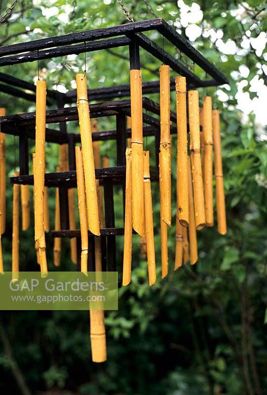 Bamboo wind chimes made in the form of a chandelier