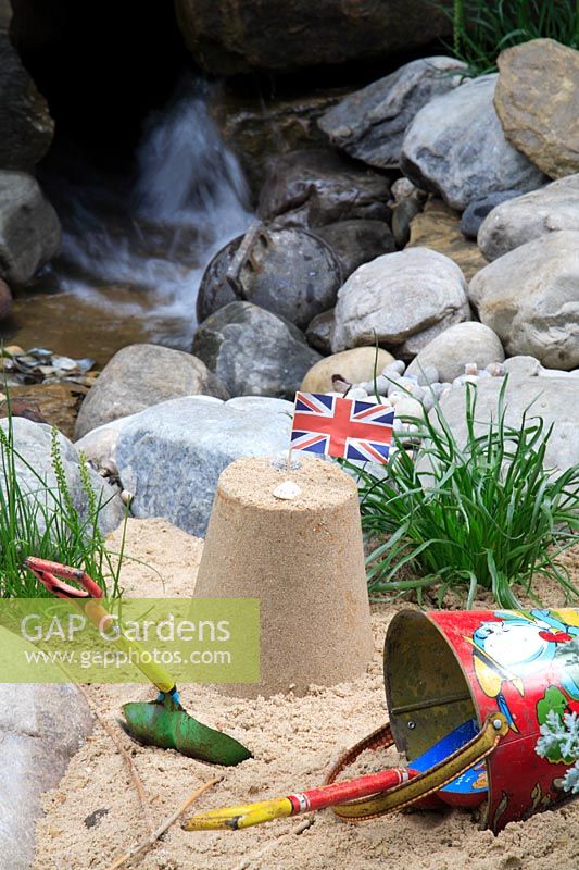 Sand castle and toys, Garden - The Good Gifts Garden, Design - Adam Woolcott, Jonathan Smith, Cormac Conway, Sponsor - Good Gifts