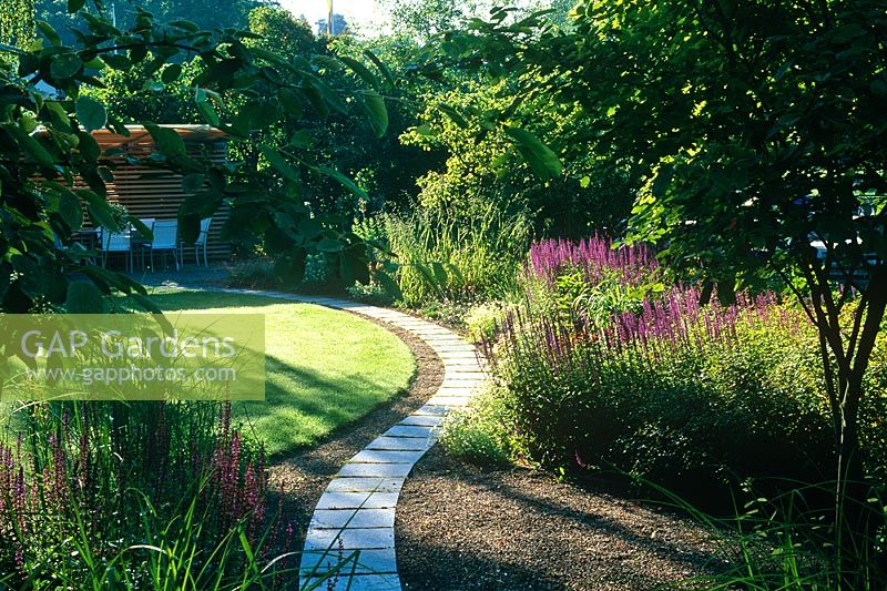 Curved paths in garden in Sweden