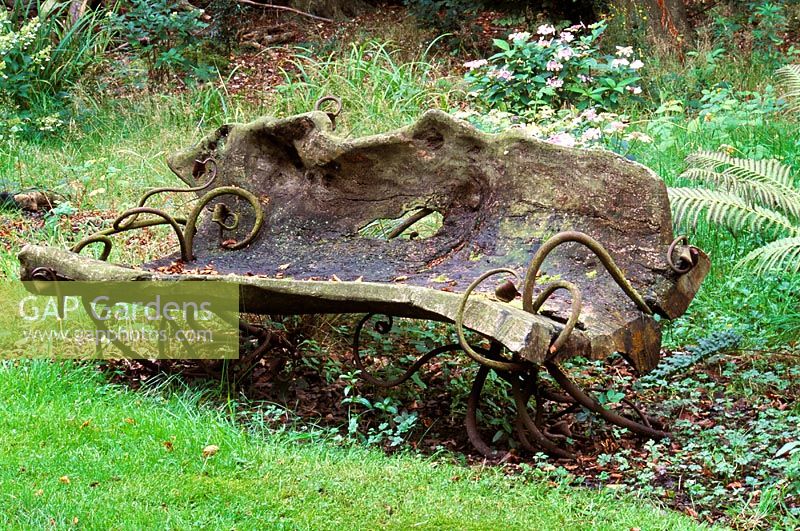 Naturalistic bench in the woodland - Greystone Cottage, Oxfordshire