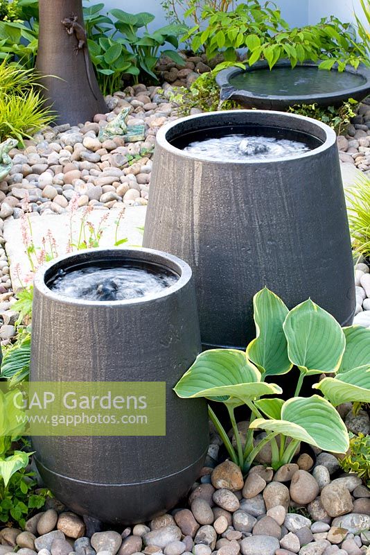 Water features with Hosta