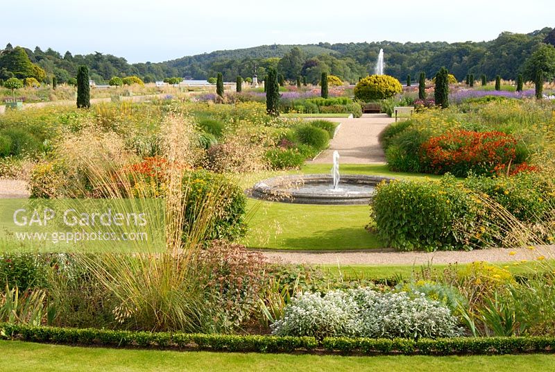 Mixed perennials and ornamental grasses - The Italian Garden at Trentham, designed by Tom Stuart-Smith