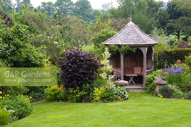 Wooden gazebo at Dial Park, Worcestershire