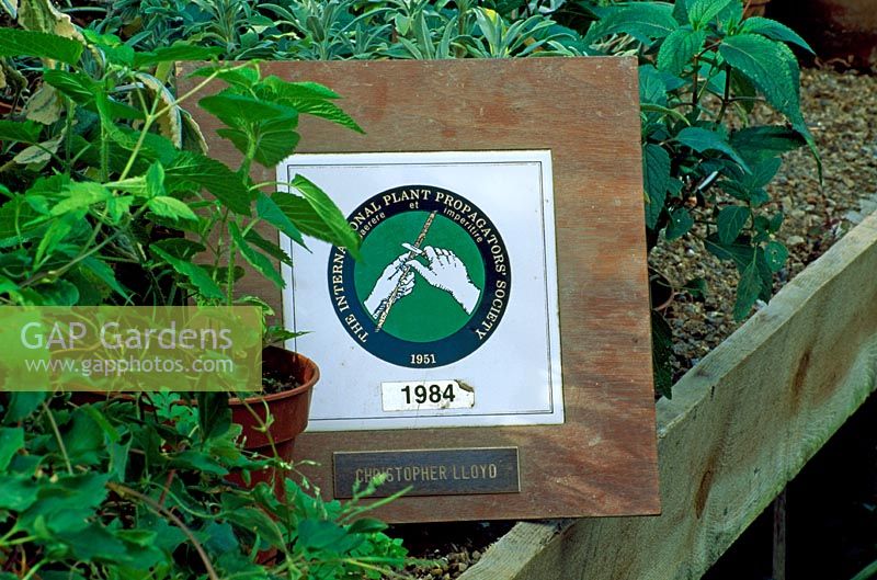 One of many awards, given to Christopher Lloyd for his plant propagation work at  Great Dixter Nursery, East Sussex.