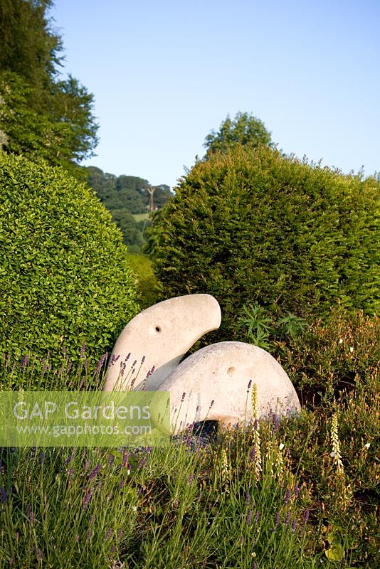 Sculpture by Bridget McCrum - Bridget McCrum's garden at Hamblyn's Coombe, Devon