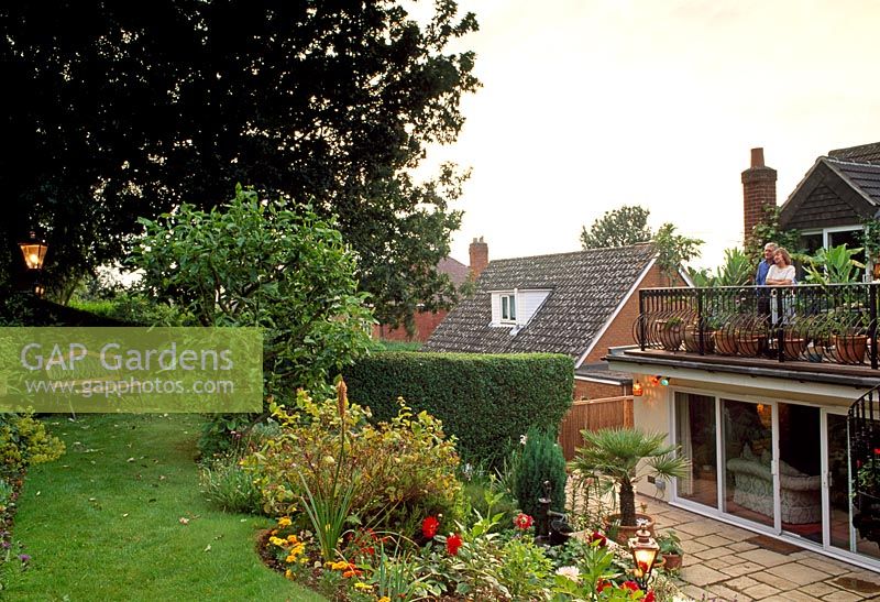 View of rear of house and roof terrace from garden - 28A Braces Lane, Bromsgrove, Worcestershire