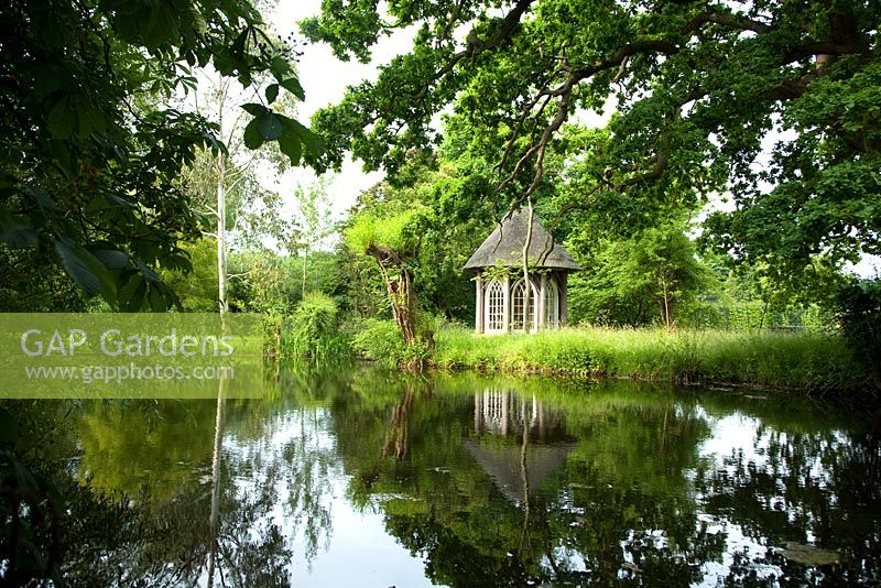 Lake and summerhouse, Abbots Ripton, Cambridgeshire, UK, 2008 